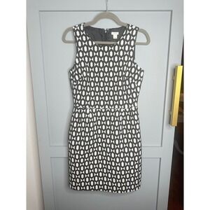 J.Crew Black White Geometric Sleeveless Dress Career Party Cocktail Women Size 4